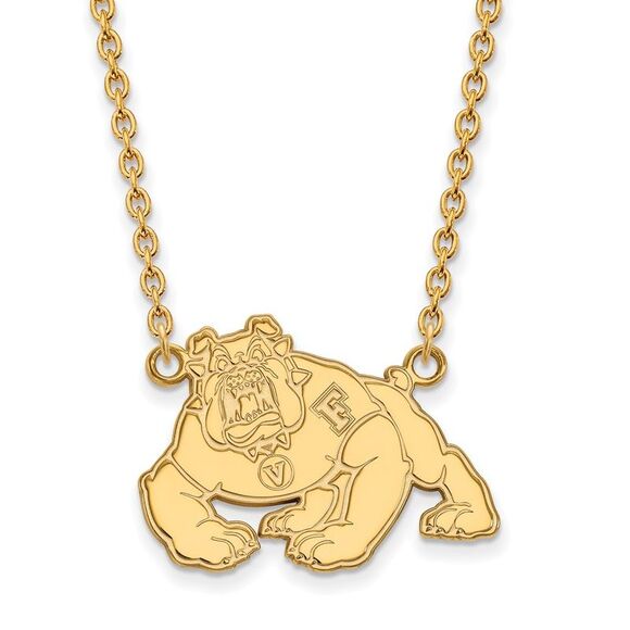 14k Gold Plate Silver California State Fresno Lg Pendant Necklace